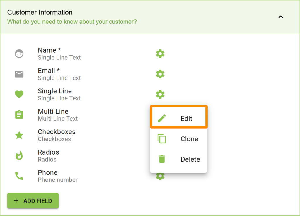 Edit Custom Fields via the sidebar option. 