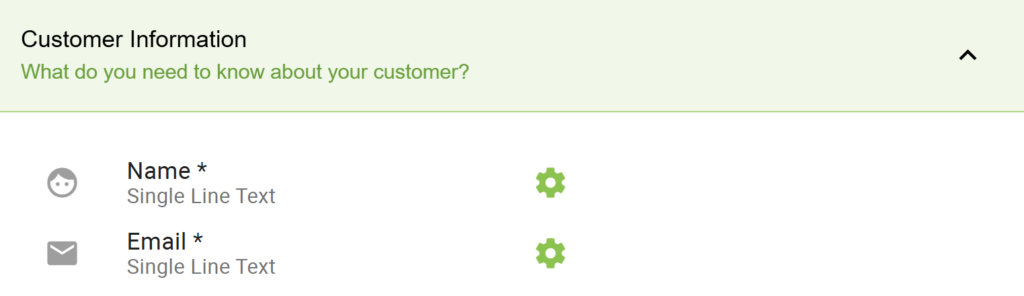 Screen shot of the custom fields of an appointment type showing name and email address