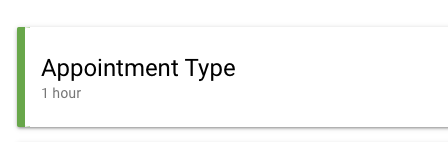 Appointment duration shown under appointment type name; hiding the header reflecting the duration.