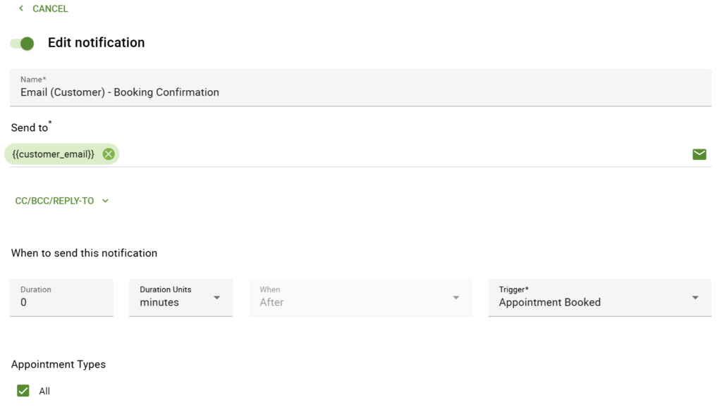 Customer Notification Template