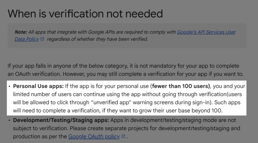 Screenshot depicting the Personal Use for Google Calendar.