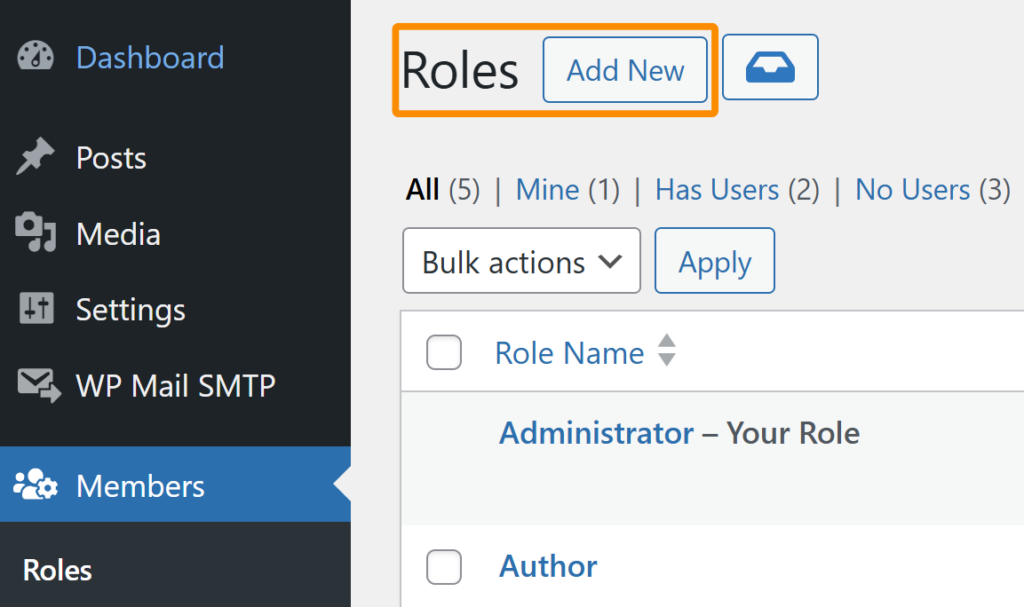 Add new role via Members plugin's "Add New" option.