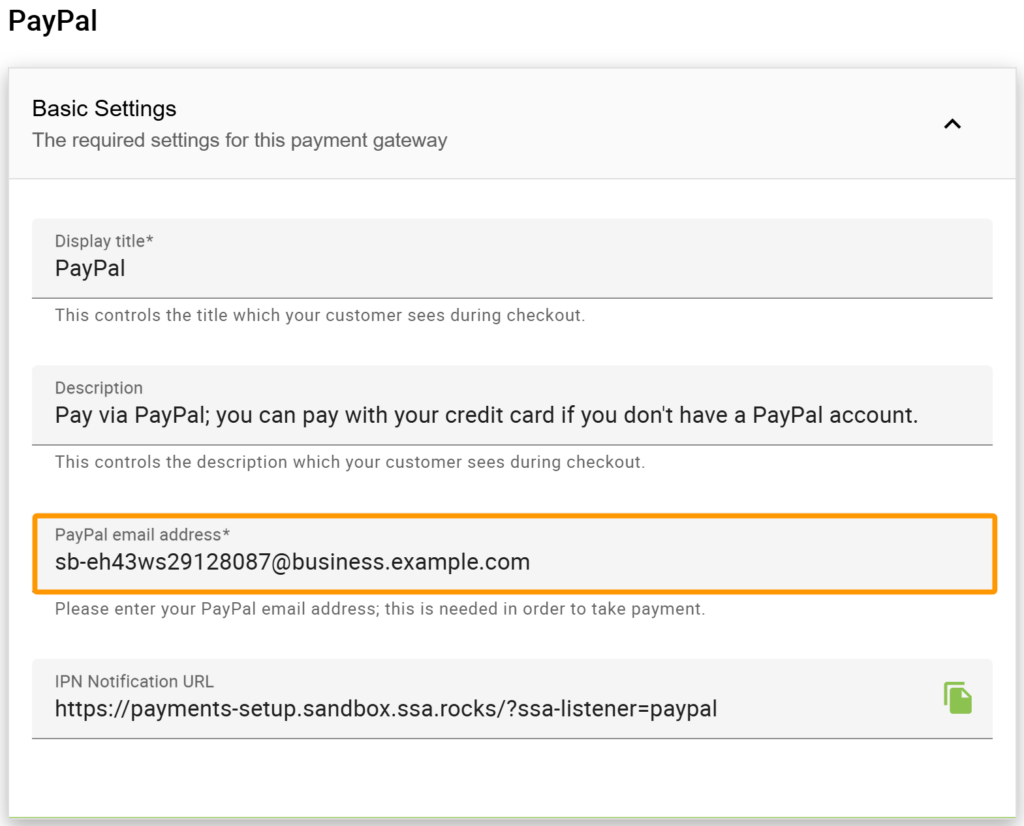 Enter PayPal Business emails