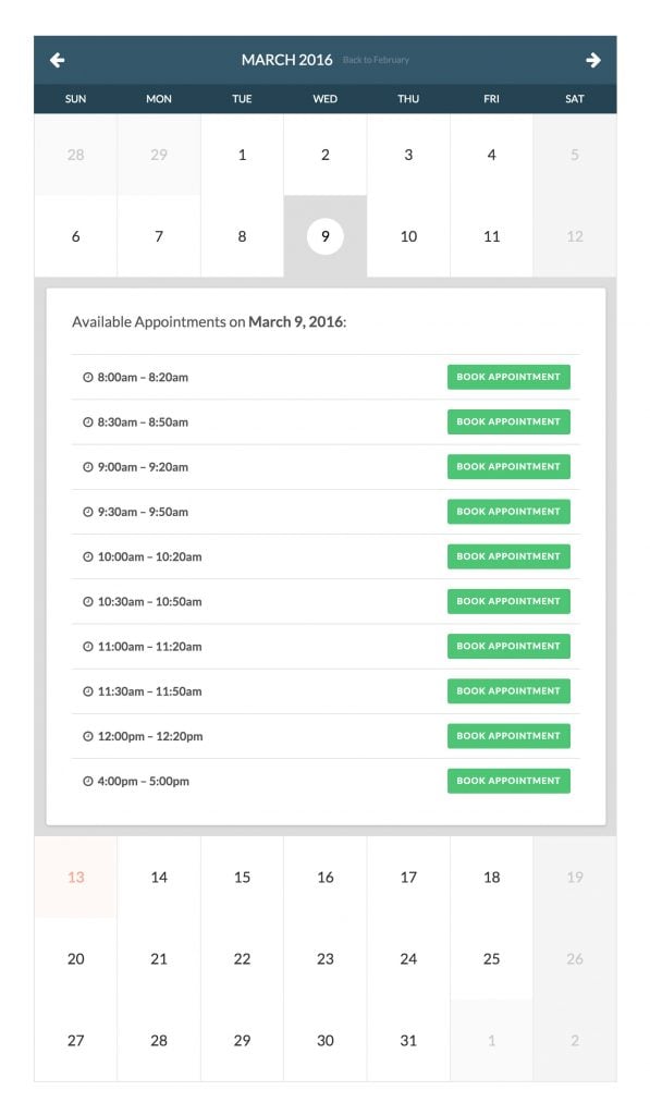 The Booked booking calendars