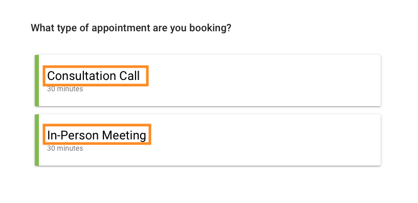 How to change the appearance of the Appointment Type titles.