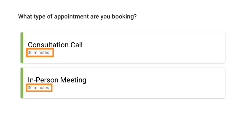 How to change the appearance of the duration of appointment types.