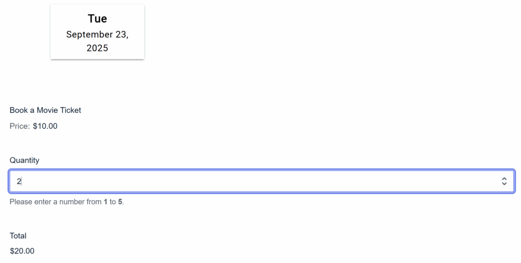 Define the Quanity that needs to be booked
