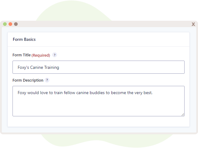 Create a Form interface with the Title and Description input