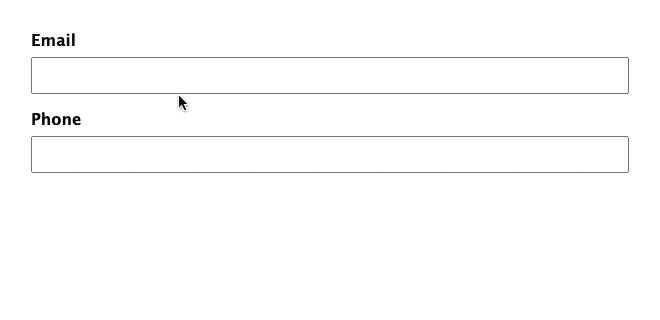 Demonstration of the Populate Anything perk with checkboxes. User is typing in their email and phone number, and depending on the fields they fill in the following checkbox is updated to include dynamic options.