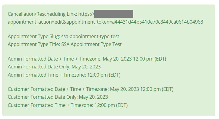 How the Formidable Forms merge tags look upon submission