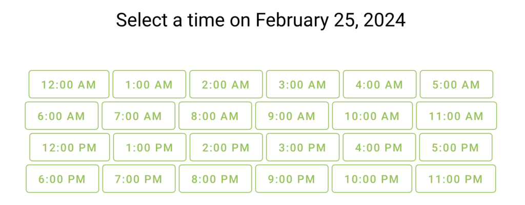 Time slots organized into a block.