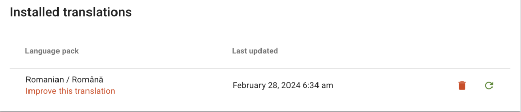 Romanian language pack installed in the Simply Schedule Appointments interface.